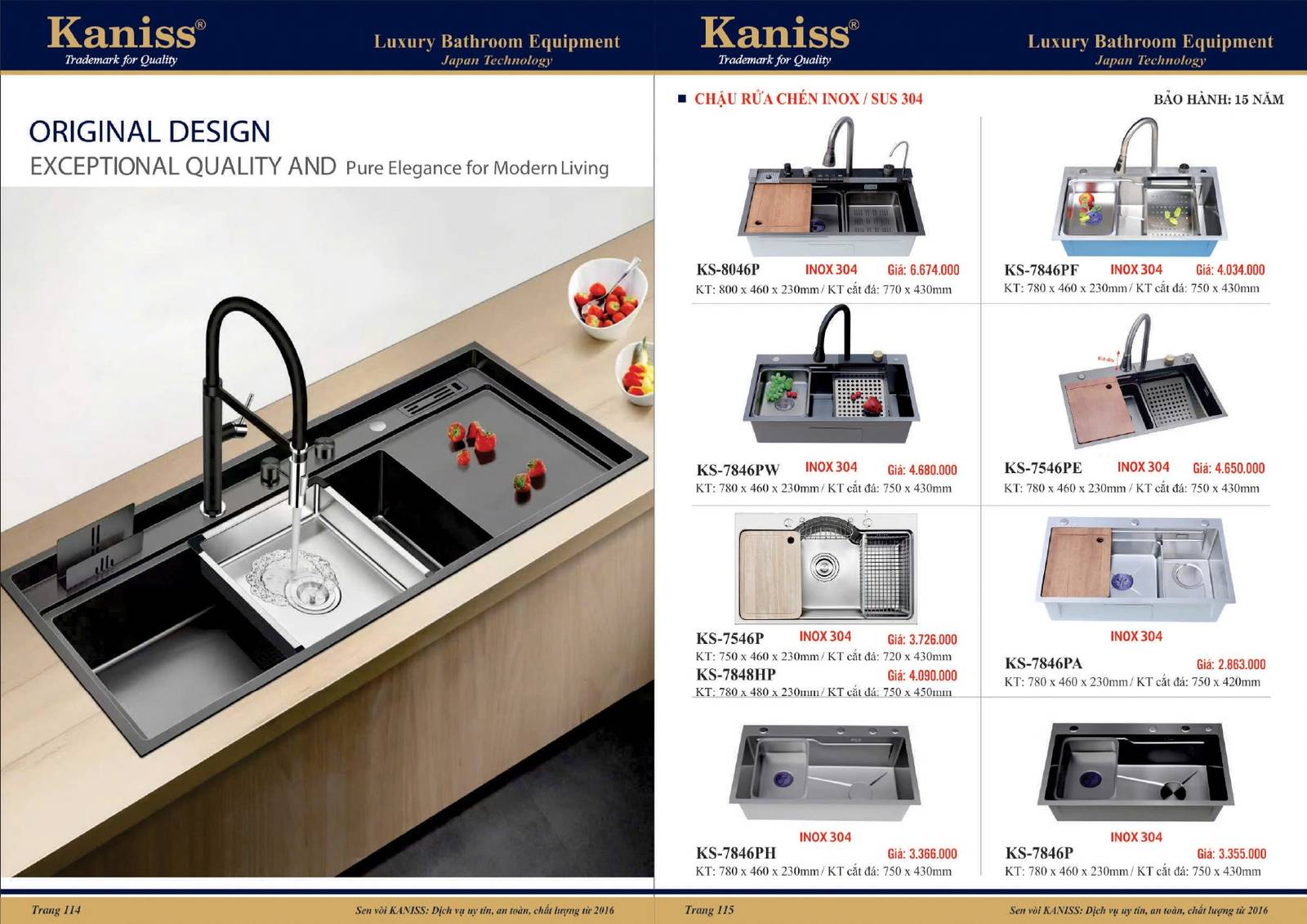 Catalogue và Bảng giá Thiết bị vệ sinh KANISS mới nhất /Page 58